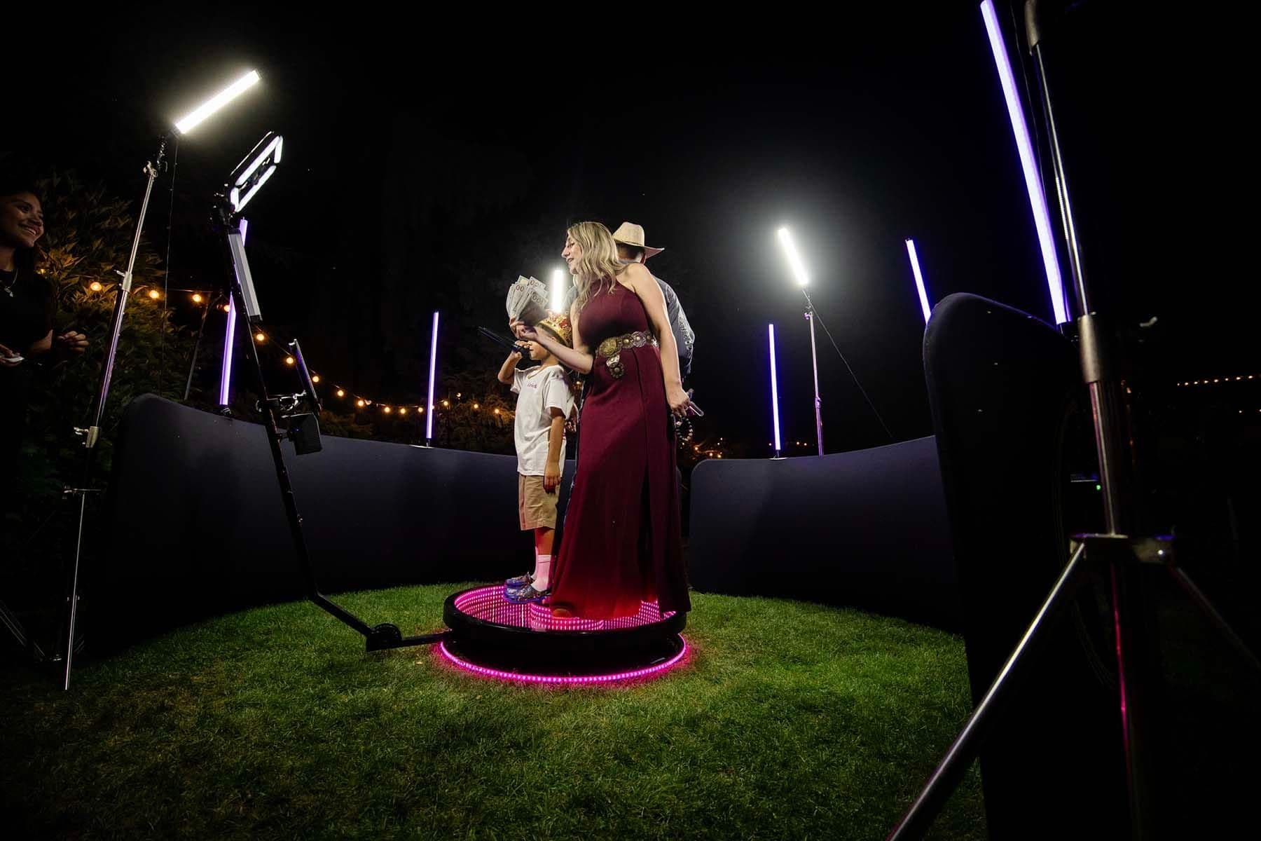 360 video booth in action at a wedding reception in Yakima WA